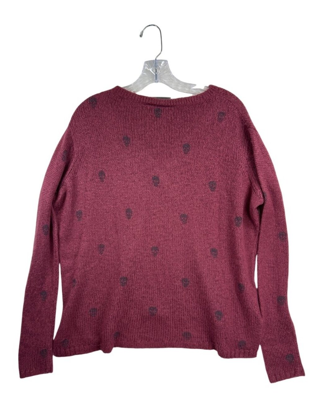 Wooden Ships Women's XS Burgundy Skull Sweater Skull Print Mohair Wool Edgy